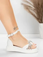 Дамски сандали с нисък ток 5H81 Бял | Mei » MeiMall.bg