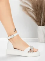 Дамски сандали с нисък ток 5H81 Бял | Mei » MeiMall.bg