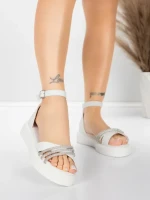 Дамски сандали с нисък ток 5H81 Бял | Mei » MeiMall.bg