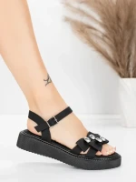 Дамски сандали с нисък ток 5H82 Черен | Mei » MeiMall.bg