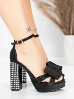 Дамски сандали с дебел ток и платформа 5KV72 Черен | Mei » MeiMall.bg