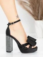 Дамски сандали с дебел ток и платформа 5KV72 Черен | Mei » MeiMall.bg