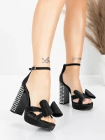 Дамски сандали с дебел ток и платформа 5KV72 Черен | Mei » MeiMall.bg