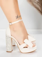 Дамски сандали с дебел ток и платформа 5KV72 Бежово | Mei » MeiMall.bg