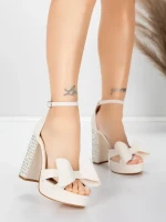 Дамски сандали с дебел ток и платформа 5KV72 Бежово | Mei » MeiMall.bg