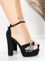 Дамски сандали с дебел ток и платформа 5KV73 Черен | Mei » MeiMall.bg