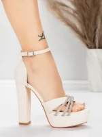 Дамски сандали с дебел ток и платформа 5KV73 Бежово | Mei » MeiMall.bg