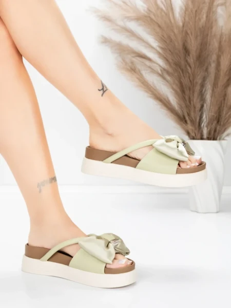 Дамски чехли от естествена кожа TP637-1 Зелено | Forma... » MeiMall.bg