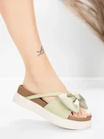 Дамски чехли от естествена кожа TP637-1 Зелено | Forma... » MeiMall.bg