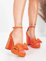 Дамски сандали с дебел ток и платформа 5KV72 Оранжево ... » MeiMall.bg