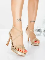 Sandale Dama cu Toc Subtire 5LO9 LIGHT GOLD | MEI