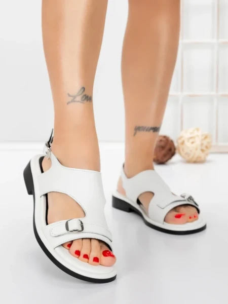 Sandale Dama cu Talpa Joasa 5SY36 WHITE | MEI