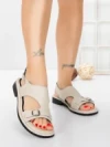 Sandale Dama cu Talpa Joasa 5SY36 BEIGE | MEI