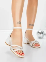 Sandale Dama cu Toc Gros 5JD10 WHITE | MEI
