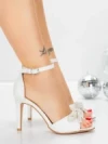 Sandale Dama cu Toc Subtire 5YXD7 WHITE | MEI