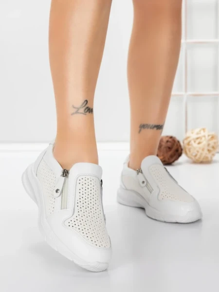 Pantofi Casual Dama din piele naturala CS07 WHITE | FRANCO GERARDO