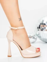 Sandale Dama cu Toc Subtire 5LO7 BEIGE | MEI