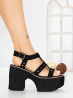 Sandale Dama cu Toc Gros si Platforma 20006N NEGRO | STEPS HIGHER