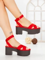 Sandale Dama cu Toc Gros si Platforma 9287R ROSO | STEPS HIGHER