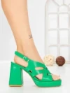 Sandale Dama cu Toc Gros si Platforma A30-98 GREEN | FESTISIMO
