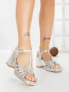 Sandale Dama cu Toc Gros F20-59 SILVER | FESTISIMO
