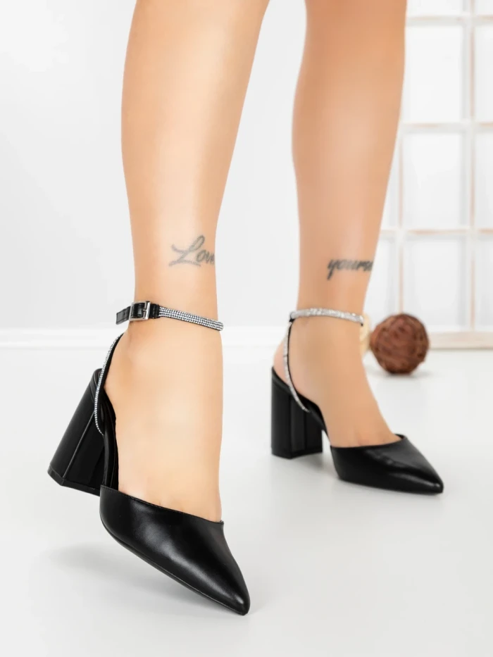 Sandale Dama cu Toc Gros G60-4 BLACK | FESTISIMO