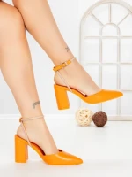 Sandale Dama cu Toc Gros G60-4 ORANGE | FESTISIMO