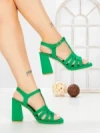 Sandale Dama cu Toc Gros G2433 GREEN | FESTISIMO
