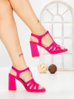 Sandale Dama cu Toc Gros G2433 FUSHIA | FESTISIMO
