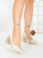 Pantofi cu Toc Gros G60-11 BEIGE | FESTISIMO