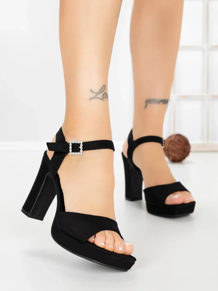 Sandale Dama cu Toc Gros JJ23-18 BLACK | FESTISIMO