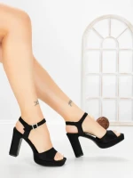 Sandale Dama cu Toc Gros JJ23-18 BLACK | FESTISIMO