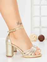 Sandale Dama cu Toc Gros A30-97 GOLD | FESTISIMO