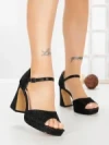 Sandale Dama cu Toc Gros W18-53 BLACK | FESTISIMO