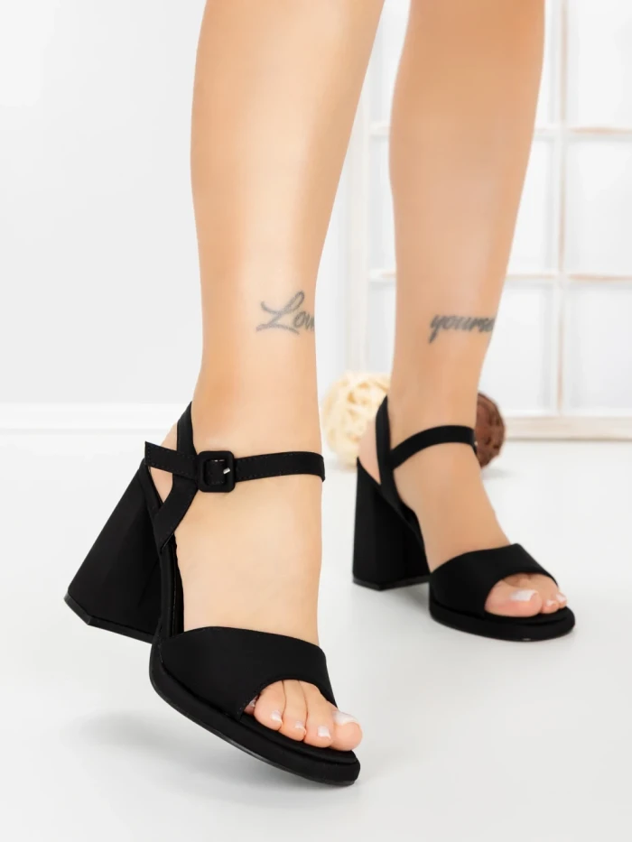 Sandale Dama cu Toc Gros G2432 BLACK | FESTISIMO