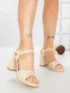 Sandale Dama cu Toc Gros G2432 BEIGE | FESTISIMO