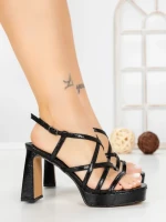 Sandale Dama cu Toc Gros W18-99 BLACK | FESTISIMO