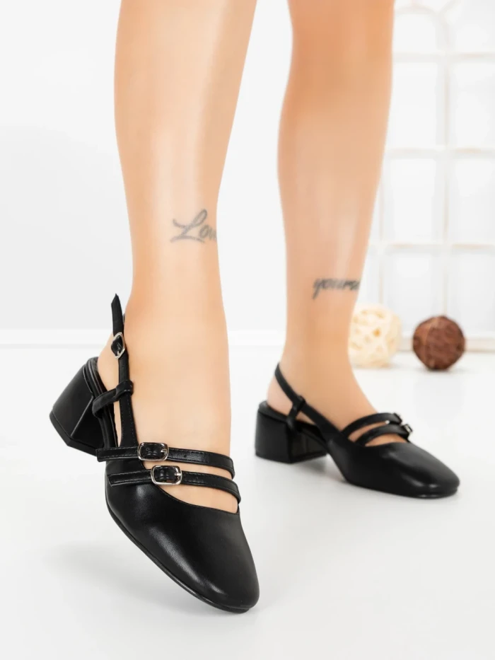 Pantofi cu Toc Gros MM197-35 BLACK | CINK ME