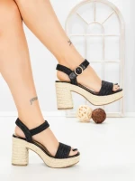 Sandale Dama cu Toc Gros si Platforma OP16-42 BLACK | CINK ME