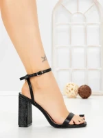 Sandale Dama cu Toc Gros LJ012-1 BLACK | CINK ME