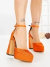 Pantofi cu Toc gros si Platforma LD-1167 ORANGE | L.DAY