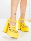 Sandale Dama cu Toc Gros si Platforma TOT-138 YELLOW | L.DAY