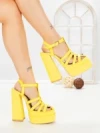 Sandale Dama cu Toc Gros si Platforma TOT-138 YELLOW | L.DAY