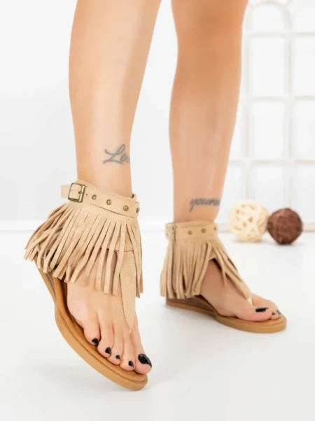 Sandale Dama cu Talpa Joasa WL642 BEIGE | ABLOOM