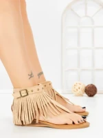 Sandale Dama cu Talpa Joasa WL642 BEIGE | ABLOOM