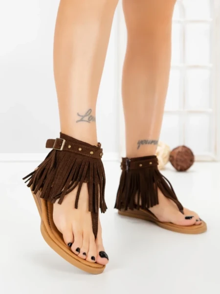 Sandale Dama cu Talpa Joasa WL642 BROWN | ABLOOM