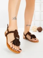 Sandale Dama cu Talpa Joasa WL650 BROWN | ABLOOM