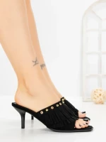 Papuci Dama cu Toc Subtire L6-95-1 BLACK | ABLOOM