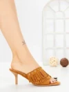 Papuci Dama cu Toc Subtire L6-95-3 CAMEL | ABLOOM