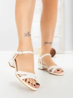 Sandale Dama cu Toc Gros LL-04 WHITE | FESTISIMO